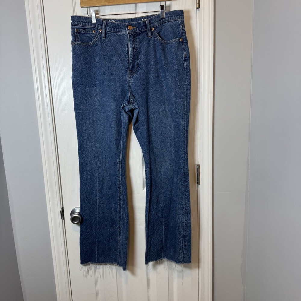J CREW Jeans Women 32 Slim Straight Full-Length Demi-Boot Raw Hem Cotton‎
